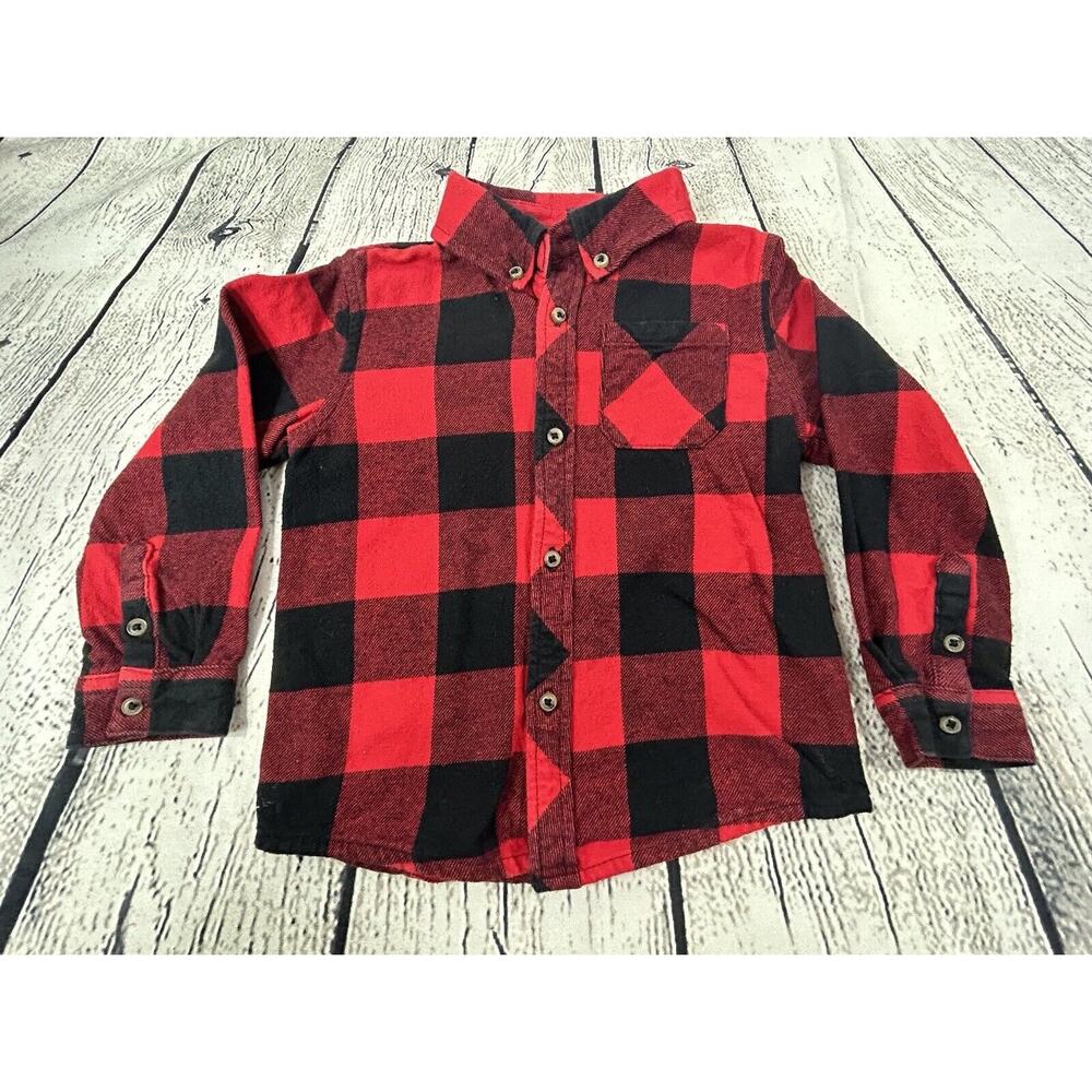 Falls Creek Kids Toddler Long Sleeve Button Down Shirt Size 3T Red Buffalo Plaid
